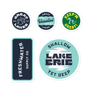 Lake Erie Shallow Yet Deep 5x5" Sticker Pack